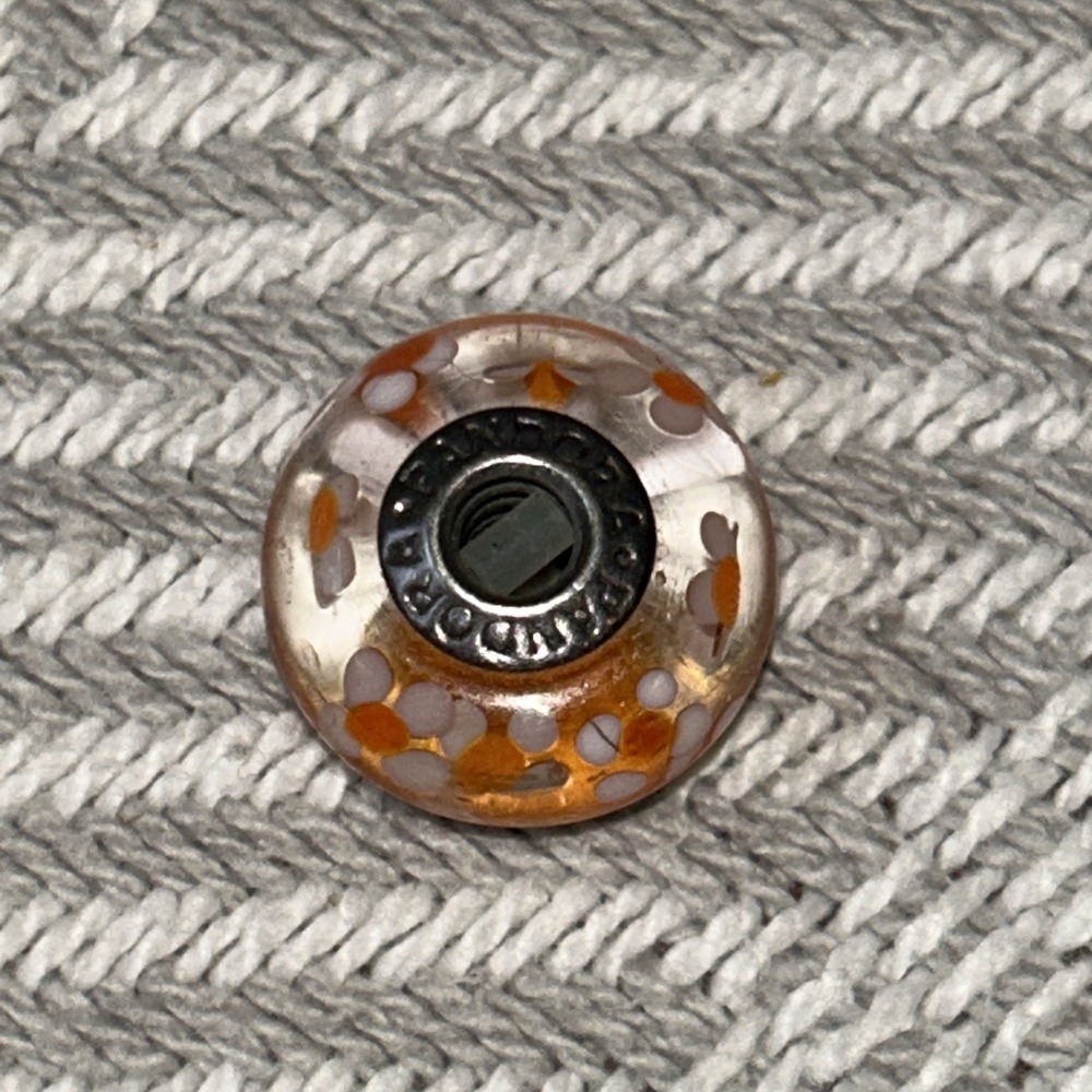 PANDORA | ORANGE BLOSSOMS XL GLASS MURANO 790751 FLOWERS RARE RETIRED 925 H1‎
